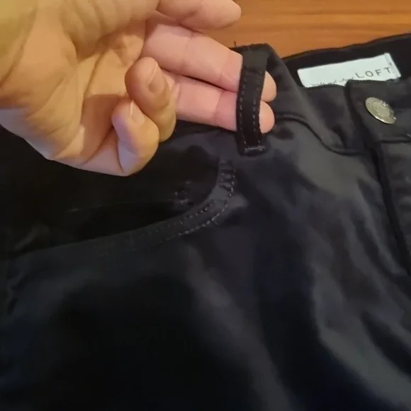 LOFT High Rise Skinny Velvet Pant Black Size 10/30R - Picture 7 of 15